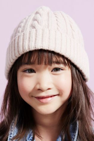 Pink Cable Beanie (3-16yrs)